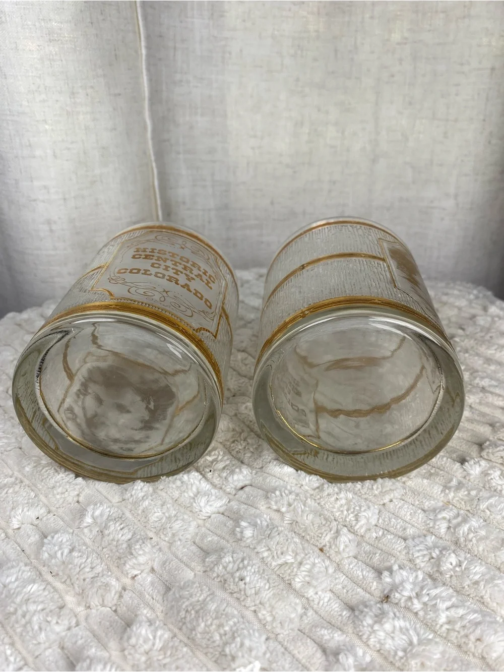 Vtg 50/60s Culver 22k Gold Double Rocks Glasses Pair - Historic Central City CO
